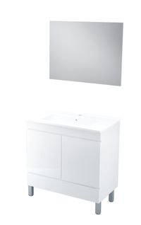 Meuble à Poser Lancelo - L80cm - Blanc - Laqué Brillant - Livré Monté