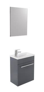 Lave-mains Nino - Avec Miroir - 44cm - Gris - Laqué - Livré En Kit