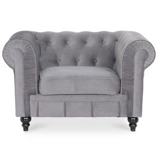 Fauteuil Chesterfield Velours Altesse Argent