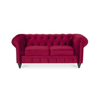 Canapé Chesterfield Velours 2 Places Altesse Rouge