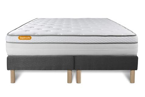 Ensemble Matelas Ressorts Ensaches Et Memoire De Forme 180x200 Memo Luxe Ep:26cm - Sommier Gris