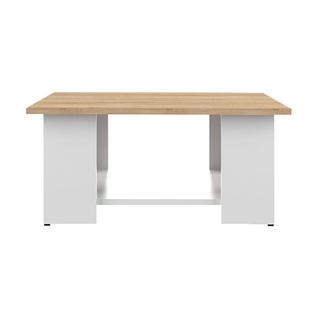 Square 67x67 Coffee Table White And Natural Oak
