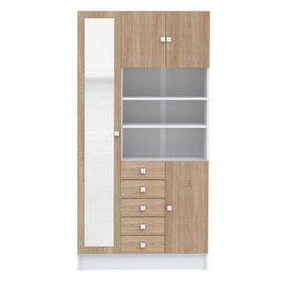 Armoire Combi 90 X 182 - Blanc Et Chêne Naturel