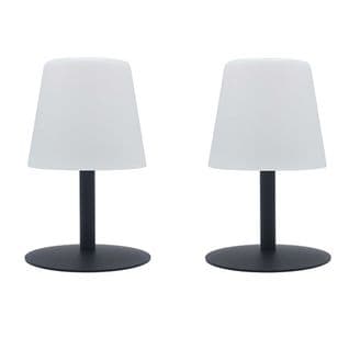 Lot De 2 Lampe De Table Sans Fil LED Standy Mini Rock Gris Acier H25cm