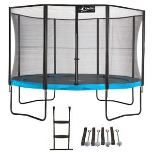 Trampoline De Jardin 365 Cm + Filet De Sécurité + Échelle + Kit Ancrage - Punchi Bleu 360