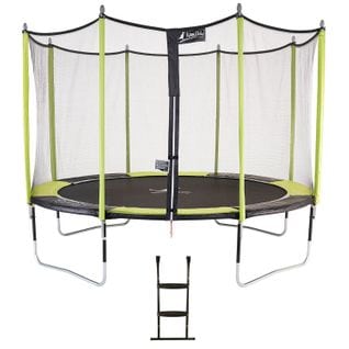 Trampoline De Jardin 365 Cm + Filet De Sécurité + Échelle Jumpi Vert/noir 360