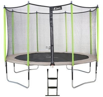 Trampoline De Jardin 365 Cm + Filet De Sécurité + Échelle  Jumpi Taupe/vert 360