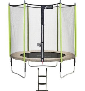 Trampoline De Jardin 244 Cm + Filet De Sécurité + Échelle Jumpi Taupe/vert 250