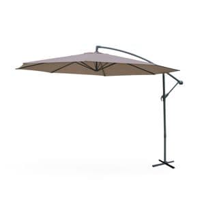 Parasol Déporté Ø350cm - Hardelot - Coloris Taupe. Structure Anthracite. Manivelle Anti-retour.