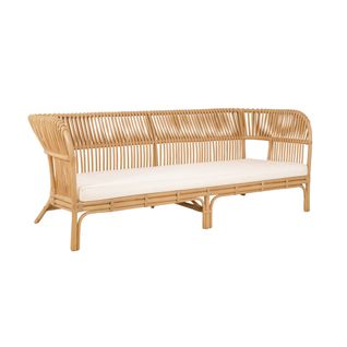 Banquette 3 Places En Rotin Avec Coussin D'assise. Moorea. L 192 X P 80 X H 75cm