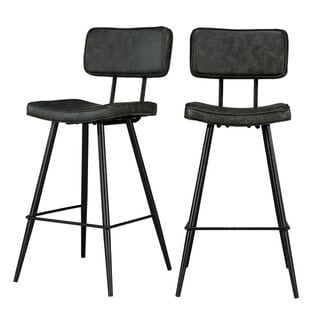 Chaise De Bar Mi-hauteur Texas Grise / Noire 66 Cm (lot De 2)