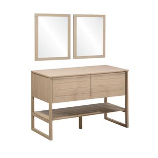 Meuble De Salle De Bain Chêne 120 Cm Atoll + 2 Miroirs