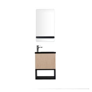 Meuble Lave-mains Nova Décor Chêne Suspendu + Miroir Rectangulaire