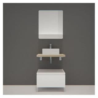 Meuble De Salle De Bain L60 Cm Avec Vasque Et Miroir Décor Chêne