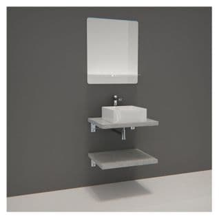 Meuble De Salle De Bain L60 Cm Avec Vasque Et Miroir Béton