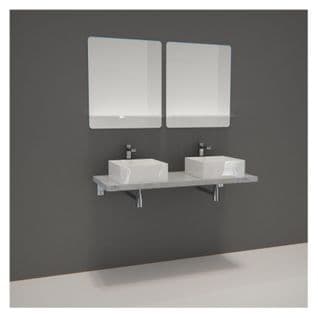 Meuble De Salle De Bain L120 Cm Avec Vasques Et Miroirs Béton