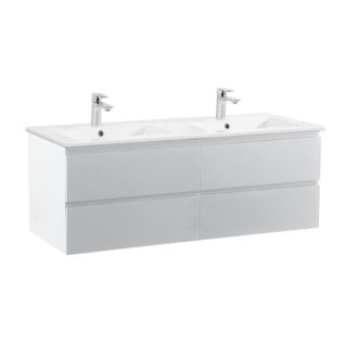 Meuble Double Vasque 120cm  Avec Plan Céramique Sorrento Blanc