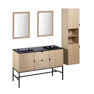 Meuble Double 140cm Studio +vasque + Miroir + Colonne