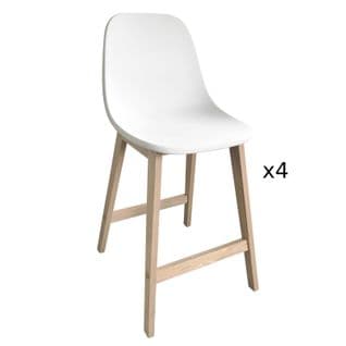 Chaises D'ilot Et Bar 65 Cm Elios En Chêne Et Assise Plastique - Lot De 4