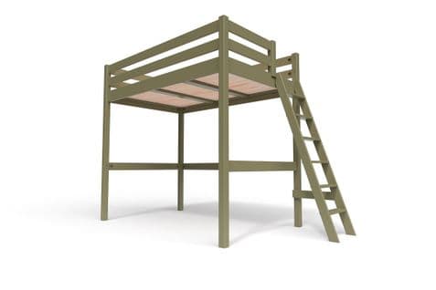 Lit Mezzanine Sylvia Avec Échelle Bois, Couleur: Taupe, Dimensions: 120x200