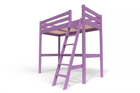 Lit Mezzanine Sylvia Avec Échelle Bois, Couleur: Lilas, Dimensions: 90x200