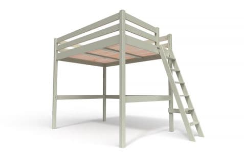 Lit Mezzanine Sylvia Avec Échelle Bois, Couleur: Moka, Dimensions: 140x200