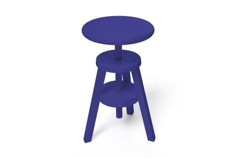 Tabouret À Vis En Bois, Couleur: Bleu Foncé