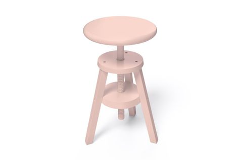 Tabouret À Vis En Bois, Couleur: Rose Pastel