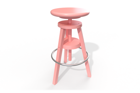 Tabouret À Vis De Bar En Bois, Couleur: Rose Pastel