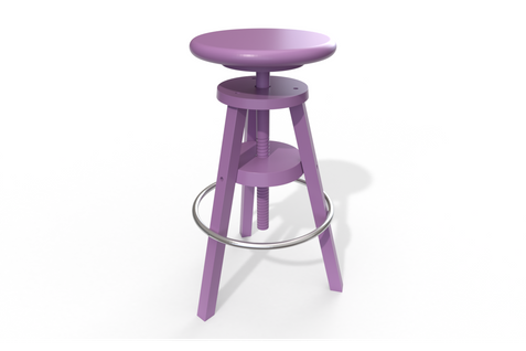 Tabouret À Vis De Bar En Bois, Couleur: Lilas