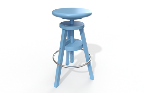 Tabouret À Vis De Bar En Bois, Couleur: Bleu Pastel