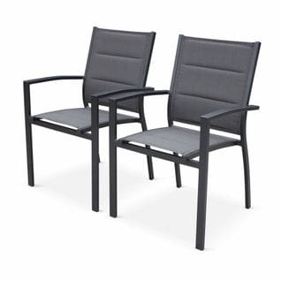 Lot De 2 Fauteuils - Chicago / Odenton / Philadelphie Anthracite - En Aluminium Anthracite Et