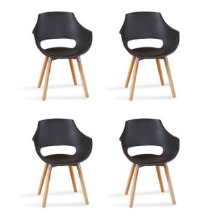 Lot De 4 Fauteuils Scandinaves Noirs - Treia