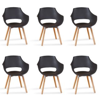 Lot De 6 Fauteuils Scandinaves Noirs - Treia