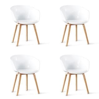 Lot De 4 Chaises Scandinaves Blanches - Vali