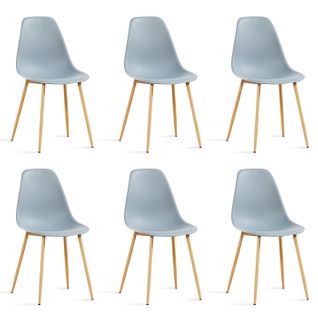 Lot De 6 Chaises Scandinaves Grises - Ela