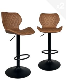 Lot de 2 chaises de bar design matelassé FADO (Noir marron)