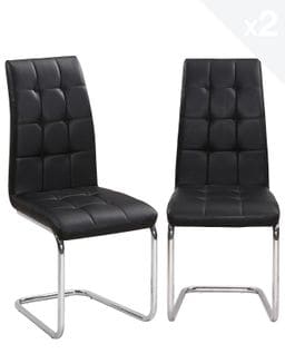 Lot de 2 chaises simili cuir matelassées de salle à manger MAXI (noir)
