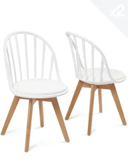 Lot de 2 chaises scandinaves bistrot avec coussin BOLD (blanc)