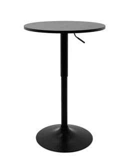 Table Haute De Bar Mange-debout Hauteur Réglable Pivotant Pied Métal SETI (noir Intégral)