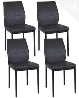 Lot 4 Chaises De Salle à Manger Confortable Siège Simili Rembourré Pieds Métal Foncé MILA (noir)