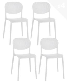 Lot 4 Chaises De Cuisine Empilables Plastique Souple ABY (blanc)