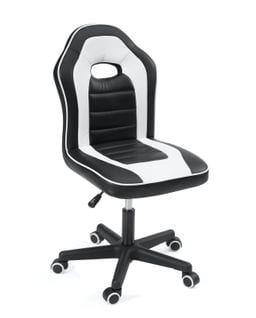 Chaise fauteuil gamers, racing junior, enfants BAM (blanc-noir)