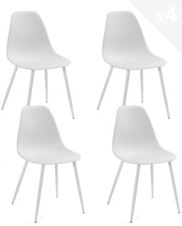 Lot de 4 chaises de cuisine design NOVA (blanc)