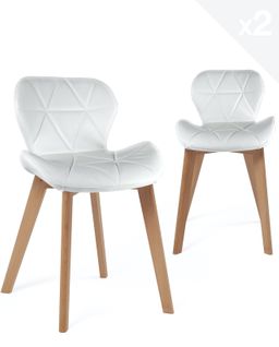 Lot de 2 chaises scandinaves design simili cuir FATI (blanc)