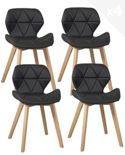 Lot de 4 chaises scandinaves design simili cuir FATI (noir)