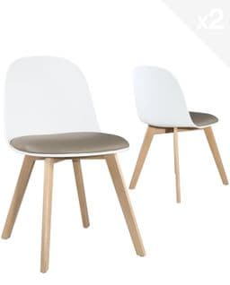 Lot de 2 chaises de cuisine Scandinaves UFI (blanc-gris)