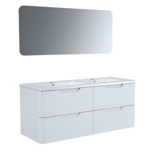 Meuble Salle De Bain Rondo 4 Tiroirs Double Vasque Blanc