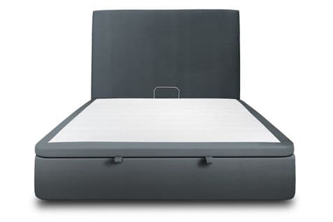 Lit Coffre 200x200cm Avec Tête De Lit Tapissier Velours Gris Anthracite - Hauteur Totale : 39cm