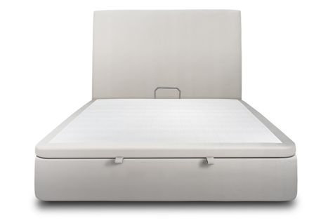 Lit Coffre 200x200cm Avec Tête De Lit Tapissier Velours Gris Clair - Hauteur Totale : 39cm